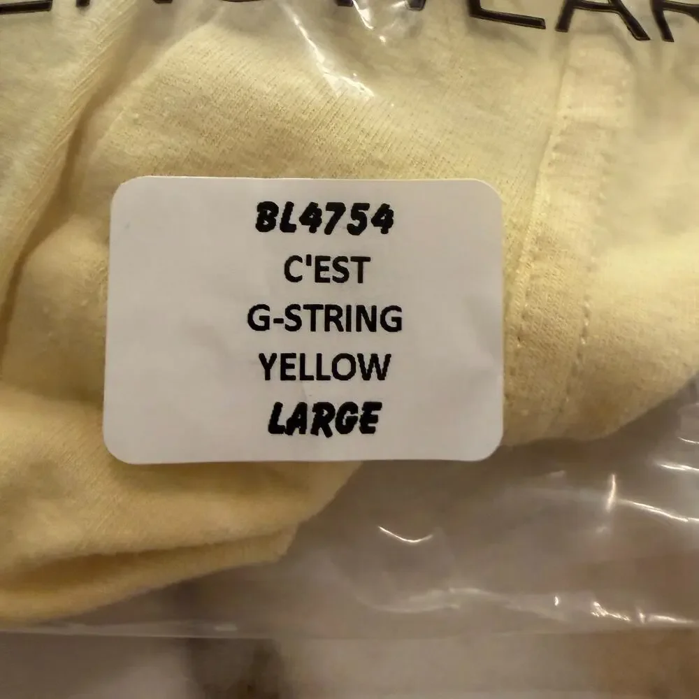 NEW Blanc Menswear Cotton BL4754 C’est G-String Thong Color Yellow Size Large